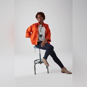 Marla Wynne Orange Canvas Drama Jacket, Size M